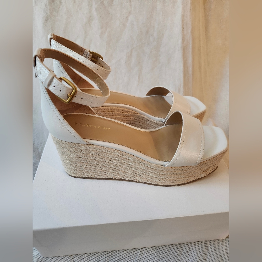 Veronica Beard Women's Gianna Leather Platform Wedge Espadrille Sandals